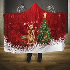 Australia Christmas In July Hooded Blanket Kangaroo Santa With Aussie Wine