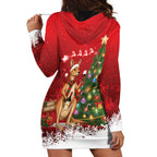 Australia Christmas In July Hoodie Dress Kangaroo Santa With Aussie Wine