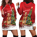 Australia Christmas In July Hoodie Dress Kangaroo Santa With Aussie Wine