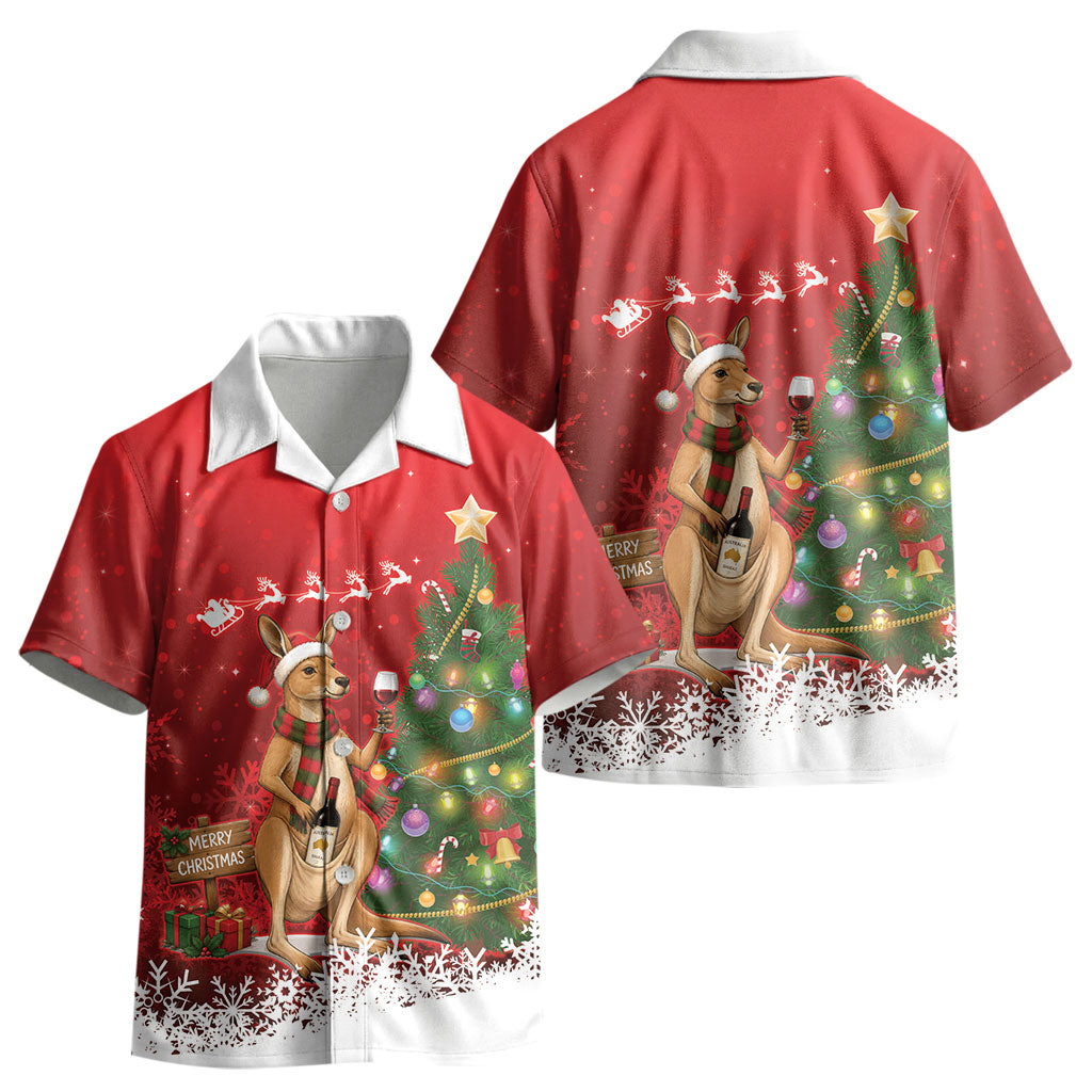 Australia Christmas In July Kid Hawaiian Shirt Kangaroo Santa With Aussie Wine LT14