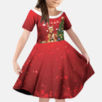 Australia Christmas In July Kid Short Sleeve Dress Kangaroo Santa With Aussie Wine