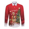 Australia Christmas In July Long Sleeve Button Shirt Kangaroo Santa With Aussie Wine