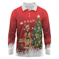 Australia Christmas In July Long Sleeve Polo Shirt Kangaroo Santa With Aussie Wine