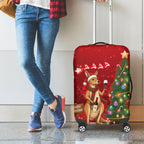 Australia Christmas In July Luggage Cover Kangaroo Santa With Aussie Wine
