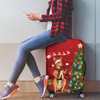 Australia Christmas In July Luggage Cover Kangaroo Santa With Aussie Wine