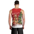 Australia Christmas In July Men Tank Top Kangaroo Santa With Aussie Wine
