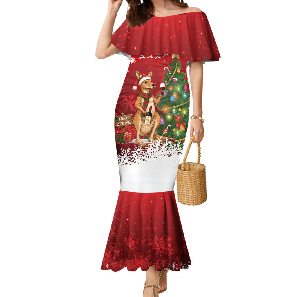 Australia Christmas In July Mermaid Dress Kangaroo Santa With Aussie Wine