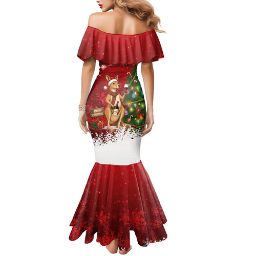 Australia Christmas In July Mermaid Dress Kangaroo Santa With Aussie Wine