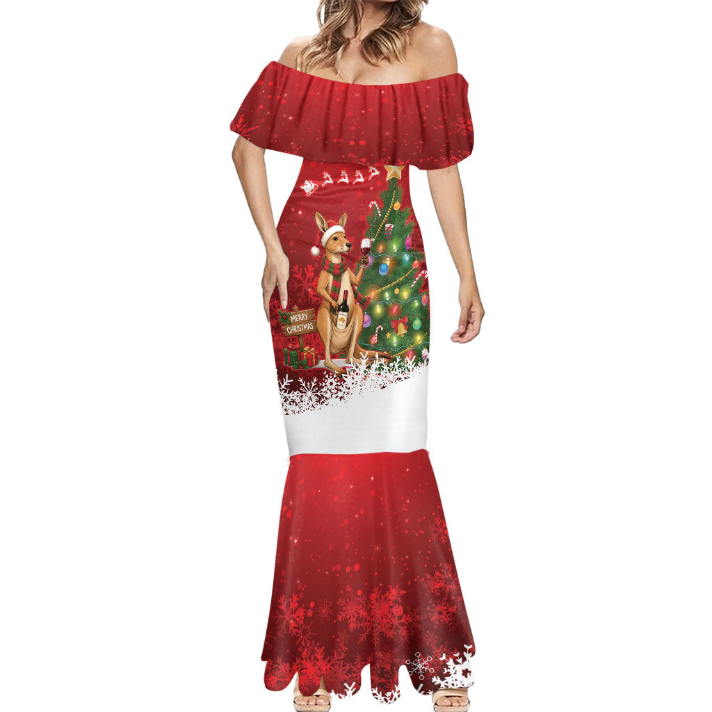 Australia Christmas In July Mermaid Dress Kangaroo Santa With Aussie Wine