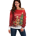 Australia Christmas In July Off Shoulder Sweater Kangaroo Santa With Aussie Wine