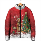 Australia Christmas In July Padded Jacket Kangaroo Santa With Aussie Wine