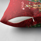 Australia Christmas In July Pillow Cover Kangaroo Santa With Aussie Wine
