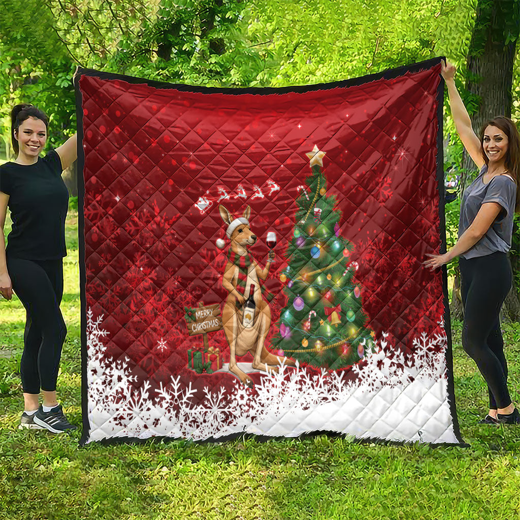 Australia Christmas In July Quilt Kangaroo Santa With Aussie Wine