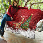 Australia Christmas In July Quilt Kangaroo Santa With Aussie Wine