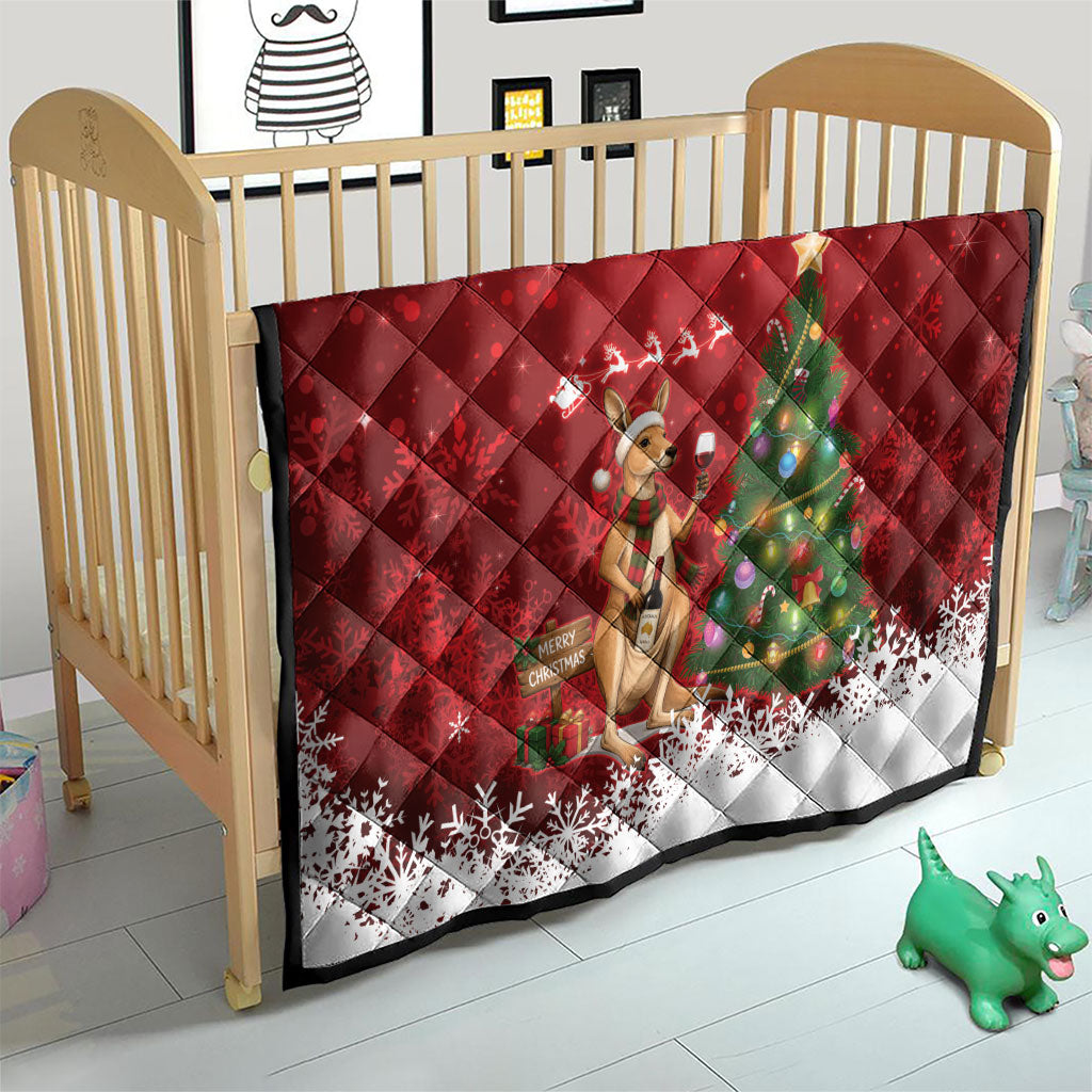 Australia Christmas In July Quilt Kangaroo Santa With Aussie Wine