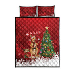 Australia Christmas In July Quilt Bed Set Kangaroo Santa With Aussie Wine