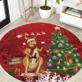 Australia Christmas In July Round Carpet Kangaroo Santa With Aussie Wine