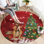 Australia Christmas In July Round Carpet Kangaroo Santa With Aussie Wine