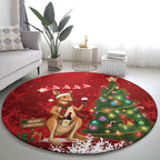 Australia Christmas In July Round Carpet Kangaroo Santa With Aussie Wine