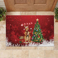 Australia Christmas In July Rubber Doormat Kangaroo Santa With Aussie Wine