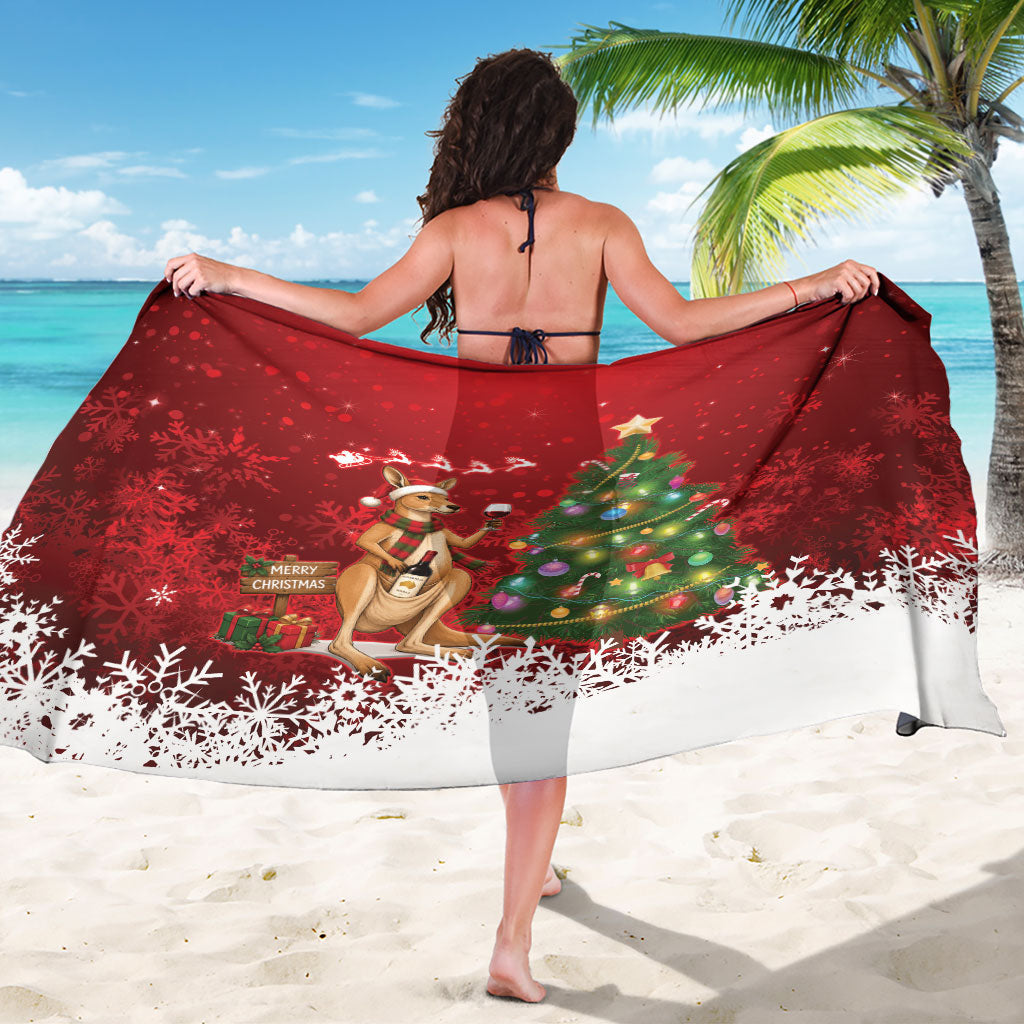 Australia Christmas In July Sarong Kangaroo Santa With Aussie Wine