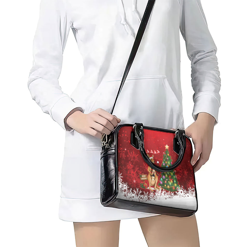 Australia Christmas In July Shoulder Handbag Kangaroo Santa With Aussie Wine