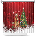 Australia Christmas In July Shower Curtain Kangaroo Santa With Aussie Wine