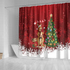 Australia Christmas In July Shower Curtain Kangaroo Santa With Aussie Wine