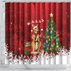 Australia Christmas In July Shower Curtain Kangaroo Santa With Aussie Wine