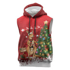 Australia Christmas In July Sleeveless Hoodie Kangaroo Santa With Aussie Wine