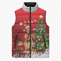 Australia Christmas In July Sleeveless Puffer Jacket Kangaroo Santa With Aussie Wine