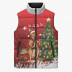Australia Christmas In July Sleeveless Puffer Jacket Kangaroo Santa With Aussie Wine