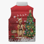 Australia Christmas In July Sleeveless Puffer Jacket Kangaroo Santa With Aussie Wine