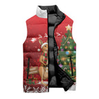 Australia Christmas In July Sleeveless Puffer Jacket Kangaroo Santa With Aussie Wine