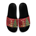 Australia Christmas In July Slide Sandals Kangaroo Santa With Aussie Wine