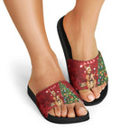 Australia Christmas In July Slide Sandals Kangaroo Santa With Aussie Wine