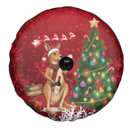 Australia Christmas In July Spare Tire Cover Kangaroo Santa With Aussie Wine