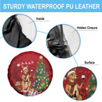 Australia Christmas In July Spare Tire Cover Kangaroo Santa With Aussie Wine