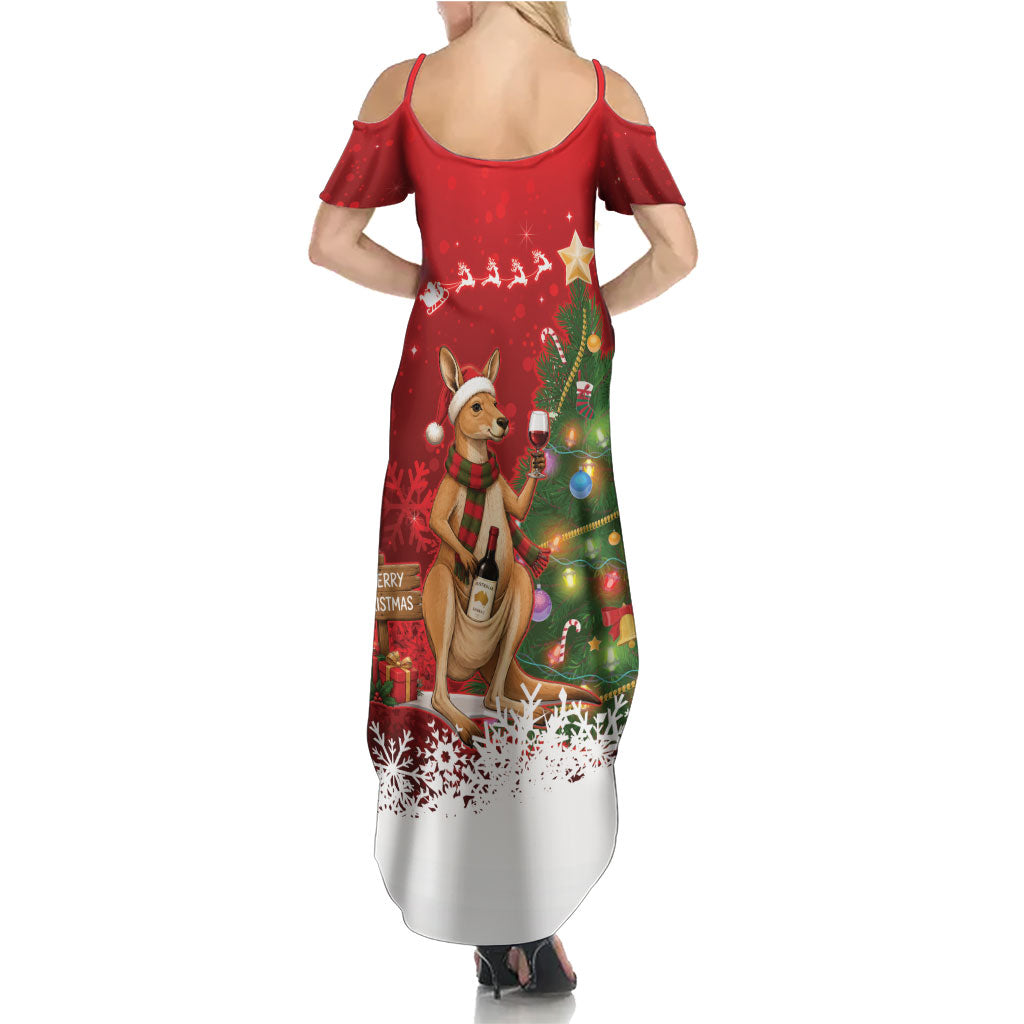 Australia Christmas In July Summer Maxi Dress Kangaroo Santa With Aussie Wine