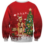 Australia Christmas In July Sweatshirt Kangaroo Santa With Aussie Wine