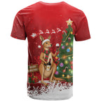 Australia Christmas In July T Shirt Kangaroo Santa With Aussie Wine