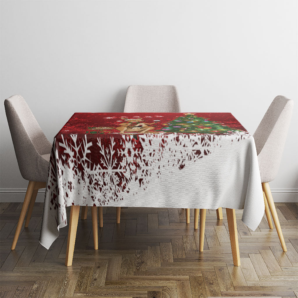 Australia Christmas In July Tablecloth Kangaroo Santa With Aussie Wine