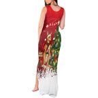 Australia Christmas In July Tank Maxi Dress Kangaroo Santa With Aussie Wine