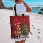 Australia Christmas In July Tote Bag Kangaroo Santa With Aussie Wine