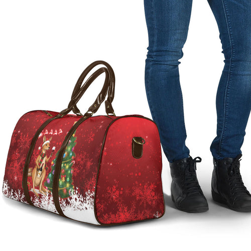 Australia Christmas In July Travel Bag Kangaroo Santa With Aussie Wine