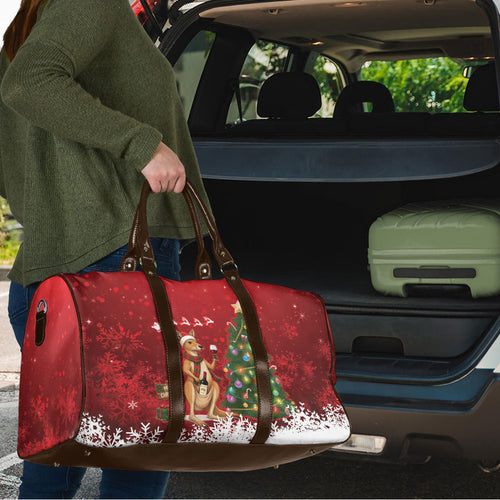 Australia Christmas In July Travel Bag Kangaroo Santa With Aussie Wine