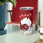 Australia Christmas In July Tumbler Cup Kangaroo Santa With Aussie Wine