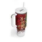 Australia Christmas In July Tumbler With Handle Kangaroo Santa With Aussie Wine