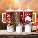 Australia Christmas In July Tumbler With Handle Kangaroo Santa With Aussie Wine