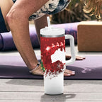 Australia Christmas In July Tumbler With Handle Kangaroo Santa With Aussie Wine